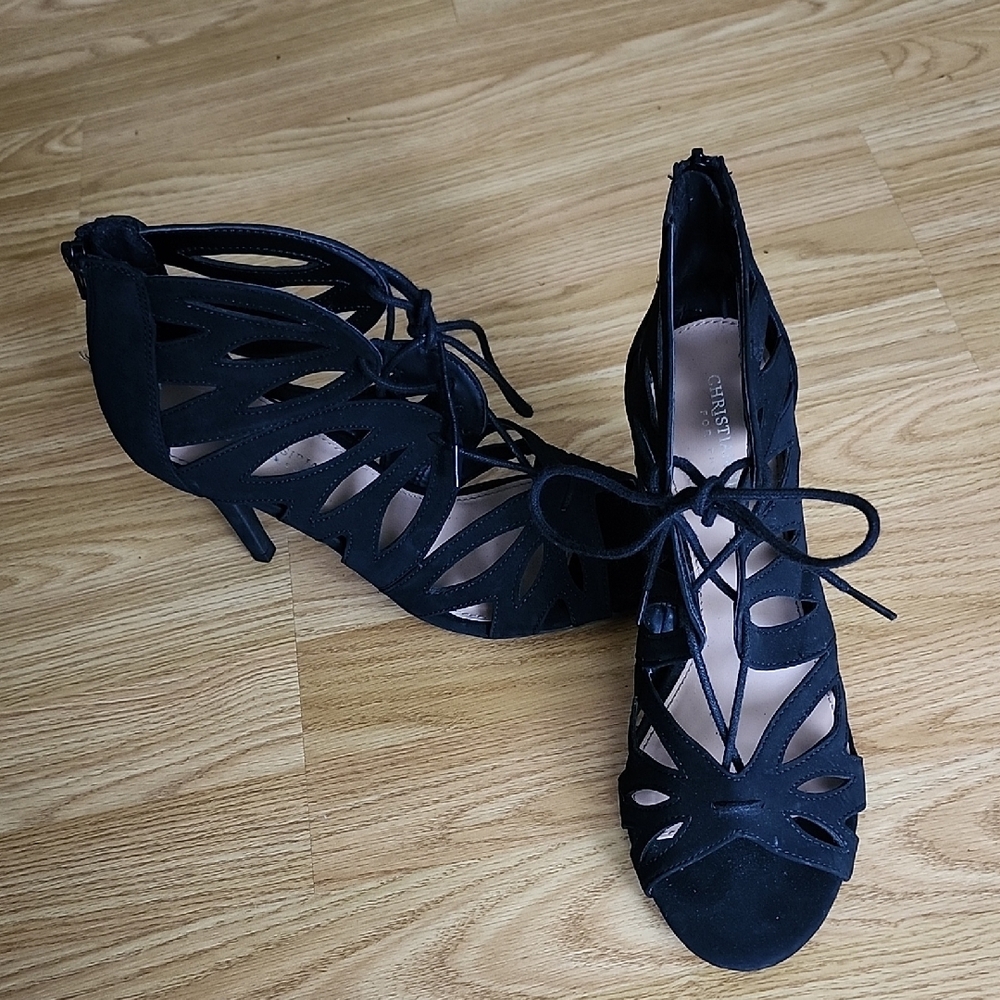 Christian Siriano Black Strappy Heels